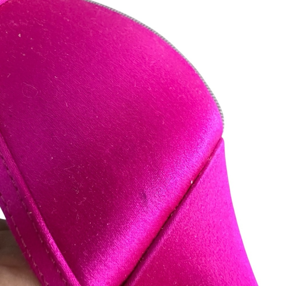 SJP Sarah Jessica Parker Fuchsia Pink Satin Ankle T-Strap Heels Size 6.5 36.5 - Picture 11 of 14